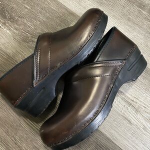 Sanita brown clogs size 40 leather upper